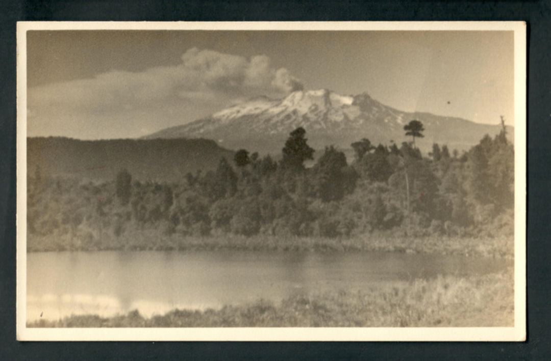 Sepia Postcard of Mt Ngaruahoe from Tokaanu Road. - 46815 - Postcard image 0