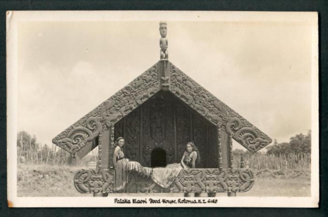 Real Photograph by A B Hurst & Son of Pataka Maori Food House Rotorua. - 49576 - Postcard image 0