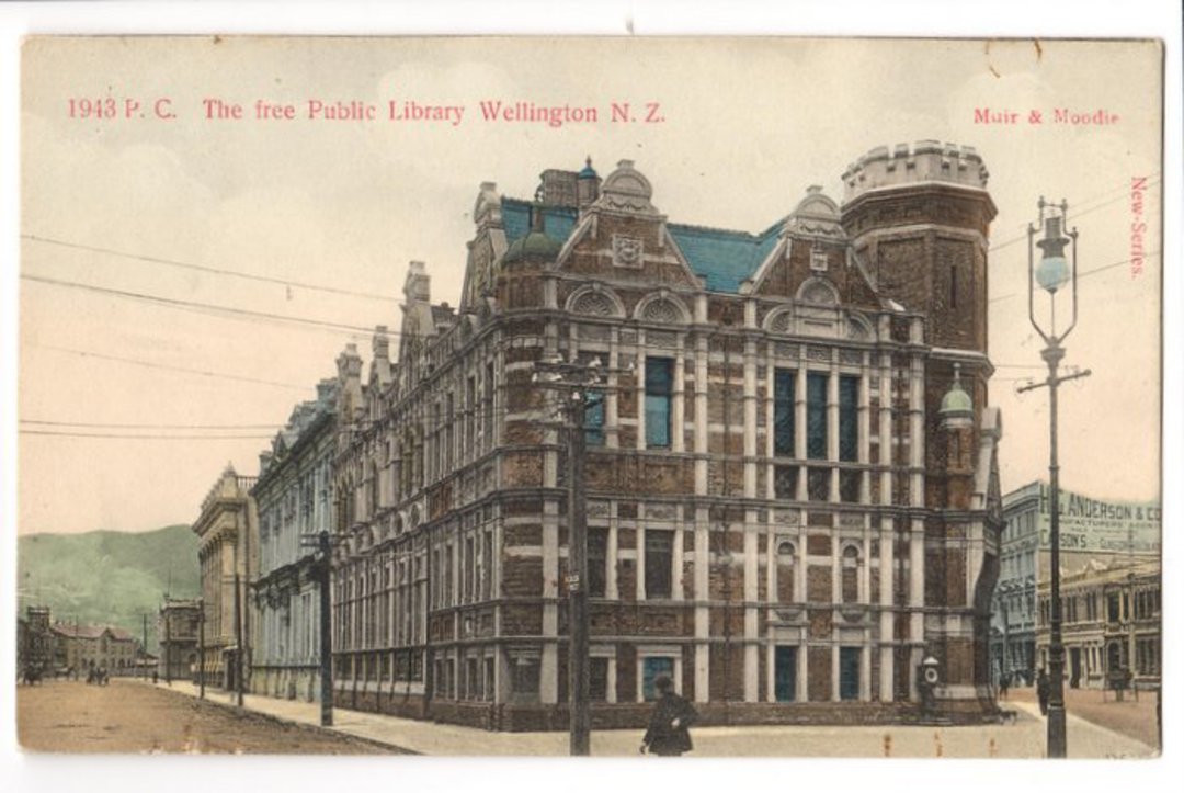 Coloured Postcard by Muir & Moodie of Free Public Library Wellington. - 47392 - Postcard image 0