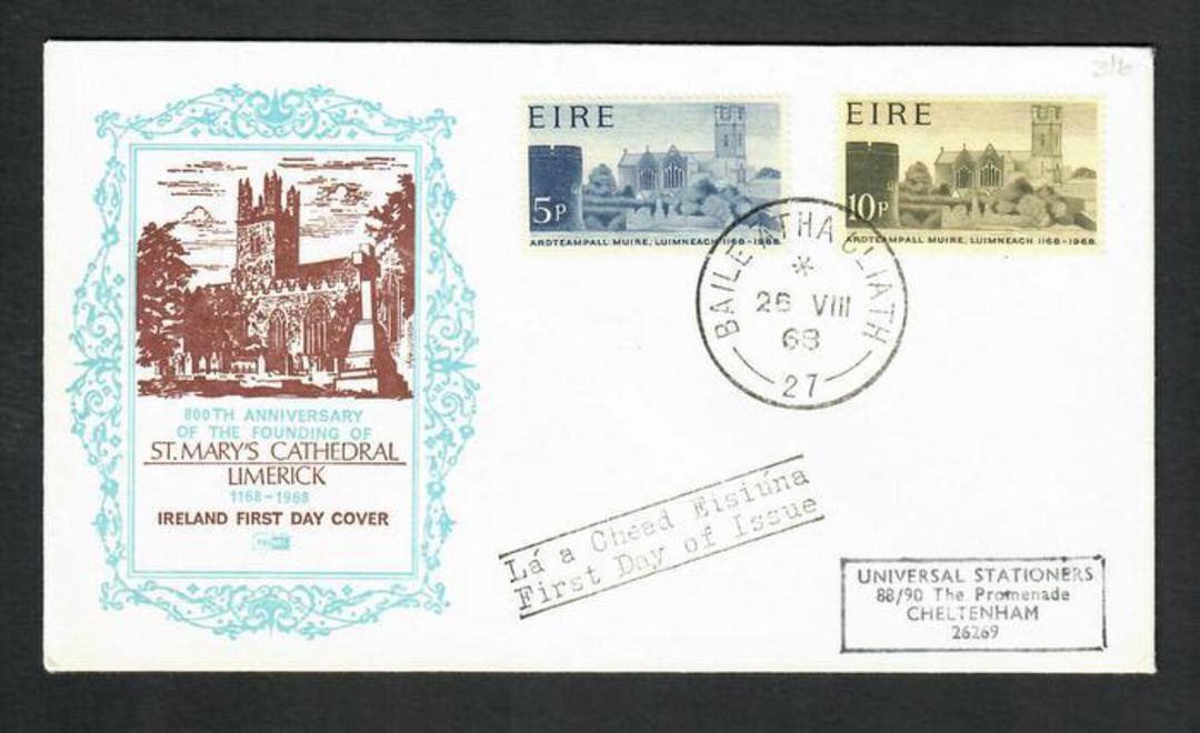 IRELAND 1968 800th Anniversary of St Mary's Cathedral. Set of 2 on first day cover. - 31856 - FDC image 0