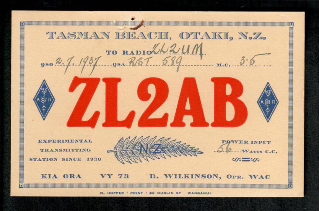New Zealand ZL2AB Tasman Beach Otaki. 1937. - 49764 - Postcard image 0