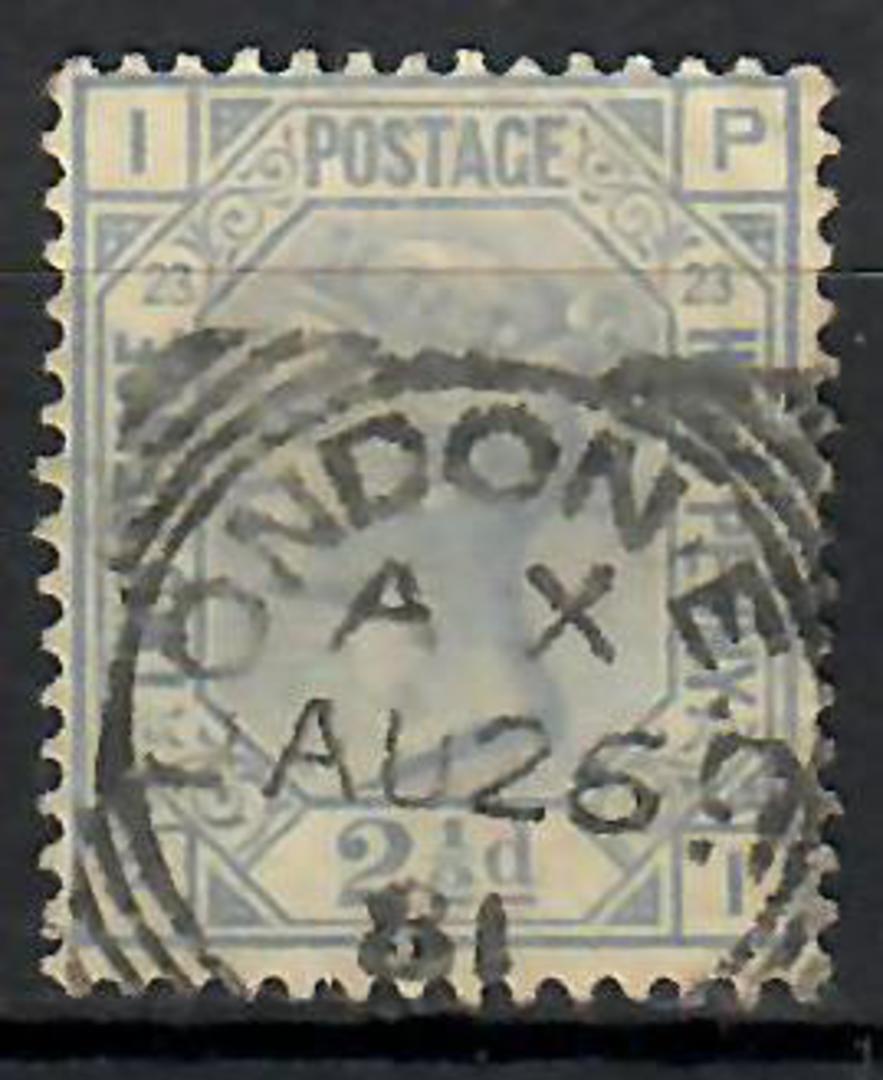GREAT BRITAIN 1880 2½d Blue. Letters IPPI. Squared circle A X LONDON 26/8/81. Centred slightly north. - 70610 - FU image 0