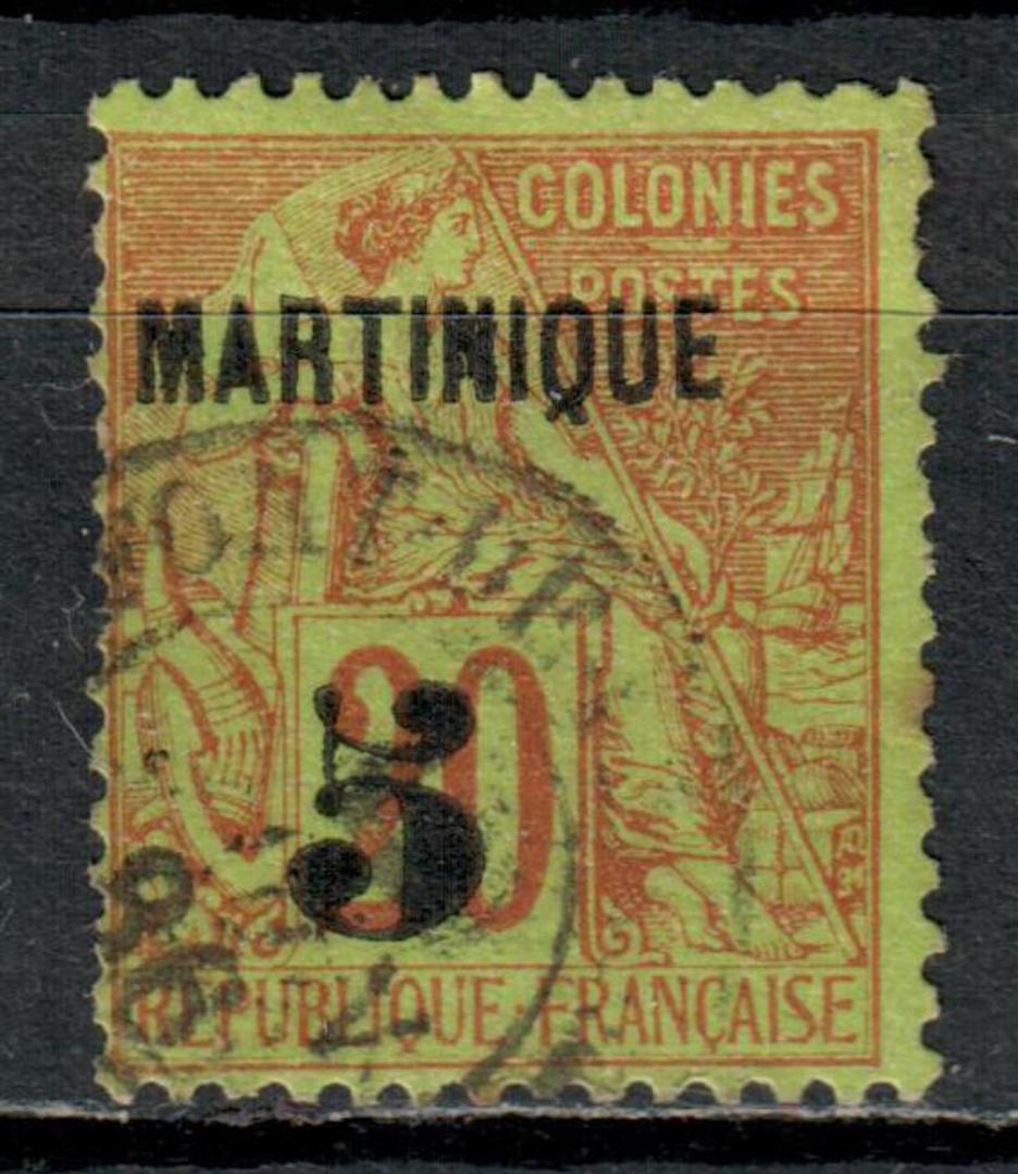 MARTINIQUE 1886 Surcharge on French Colonies 5c on 20c Red on green. Superb copy. - 75857 - VFU image 0