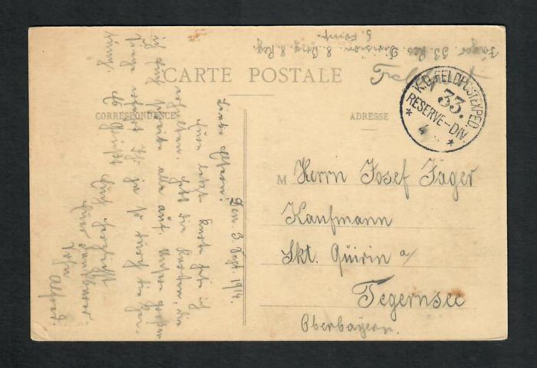 GERMANY 1914 Postcard of Etain sent to Germany from K D Feldpostexped. 33 Reserve Div. Superb cancel. - 32324 - PostalHist image 0