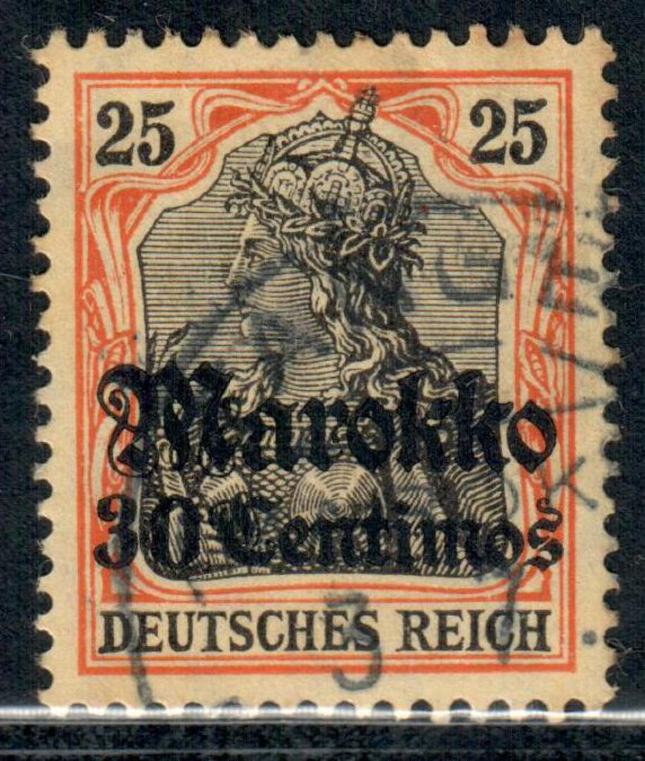 GERMAN Post Offices in MOROCCO 1911 Definitive 30c on 25pf Black and Red on Yellow. - 9423 - FU image 0