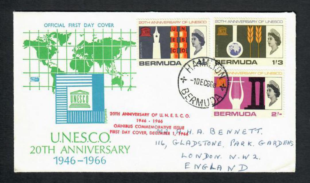 BERMUDA 1966 20th Anniversary of UNESCO. Set of 3 on first day cover. - 30648 - FDC image 0