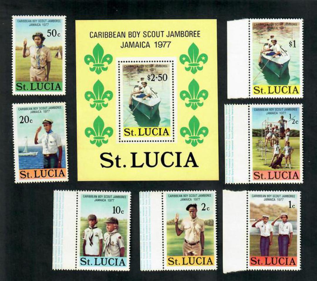 ST LUCIA 1977 Caribbean Scout Jamboree. Set of 6 and miniature sheet. - 50976 - UHM image 0