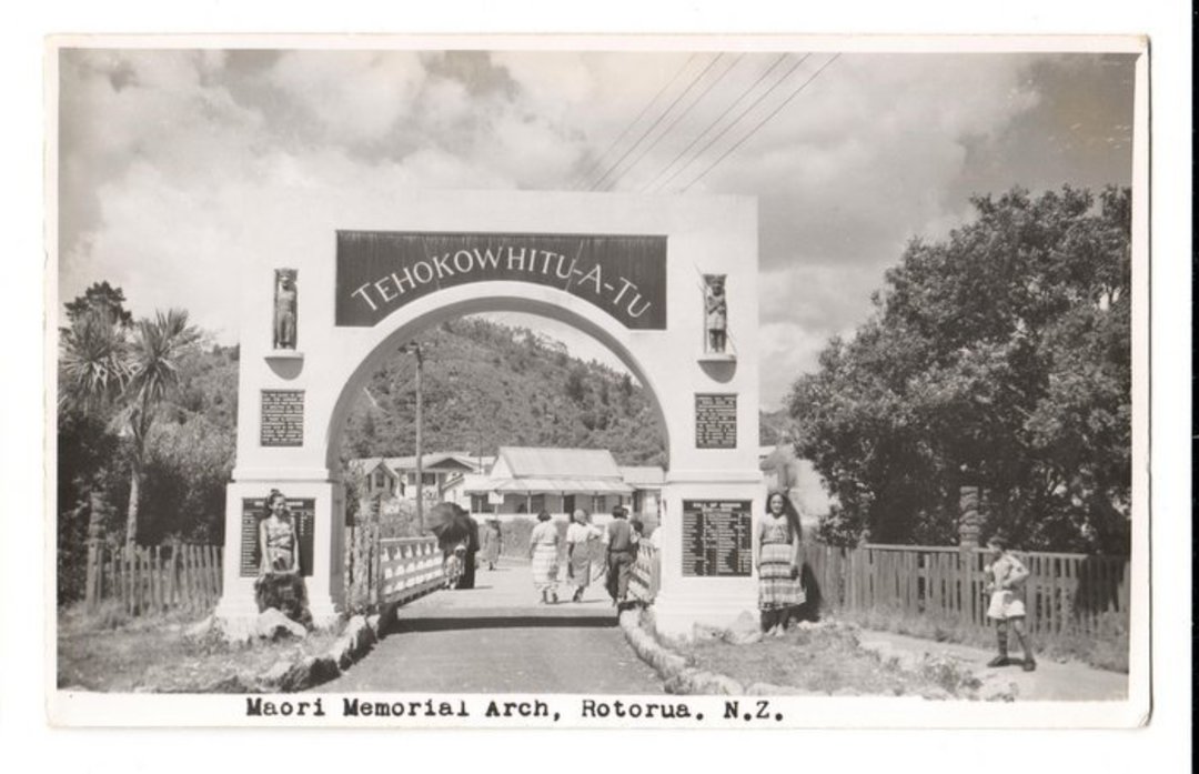 Real Photograph by N S Seaward of  Maori Memorial Arch Rotorua. - 246114 - Postcard image 0