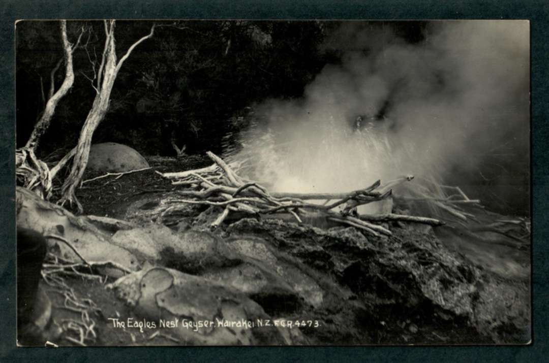 Real Photo by Radcliffe of the Eagles Nest Geyser Wairakei. - 46768 - Postcard image 0