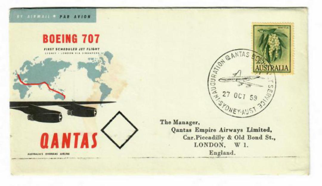 AUSTRALIA 1959 Inauguration of Qantas Boeing Jet Service from Sydney to London. - 30103 - PostalHist image 0