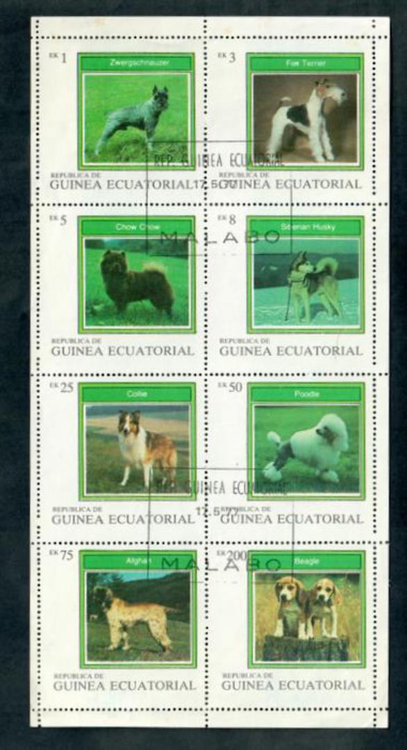 EQUATORIAL GUINEA 1977 Dogs. Sheetlet of 8. - 50625 - FU image 0