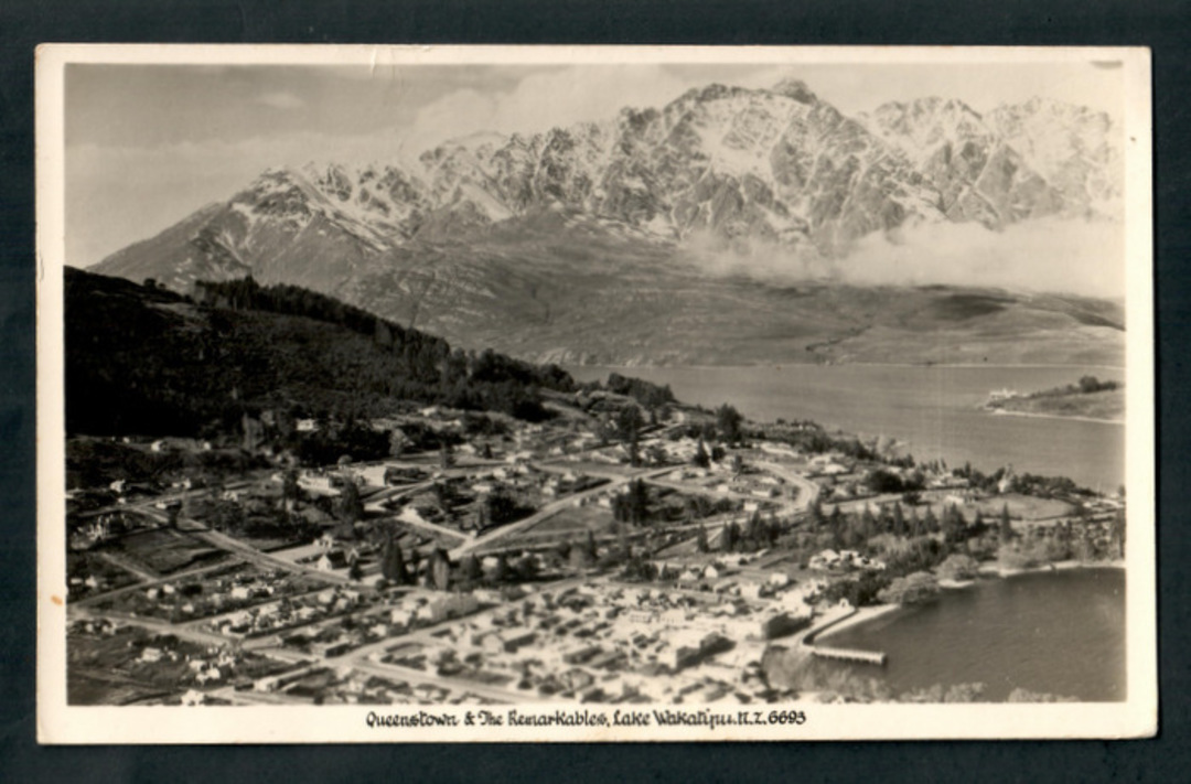 Real Photograph by A B Hurst & Son of Queenstown and the Remarkables. - 249426 - Postcard image 0