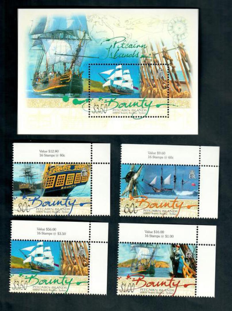 PITCAIRN ISLANDS 2004 Bounty Replica. Set of 4 and miniature sheet. Face $9.40. - 52188 - UHM image 0