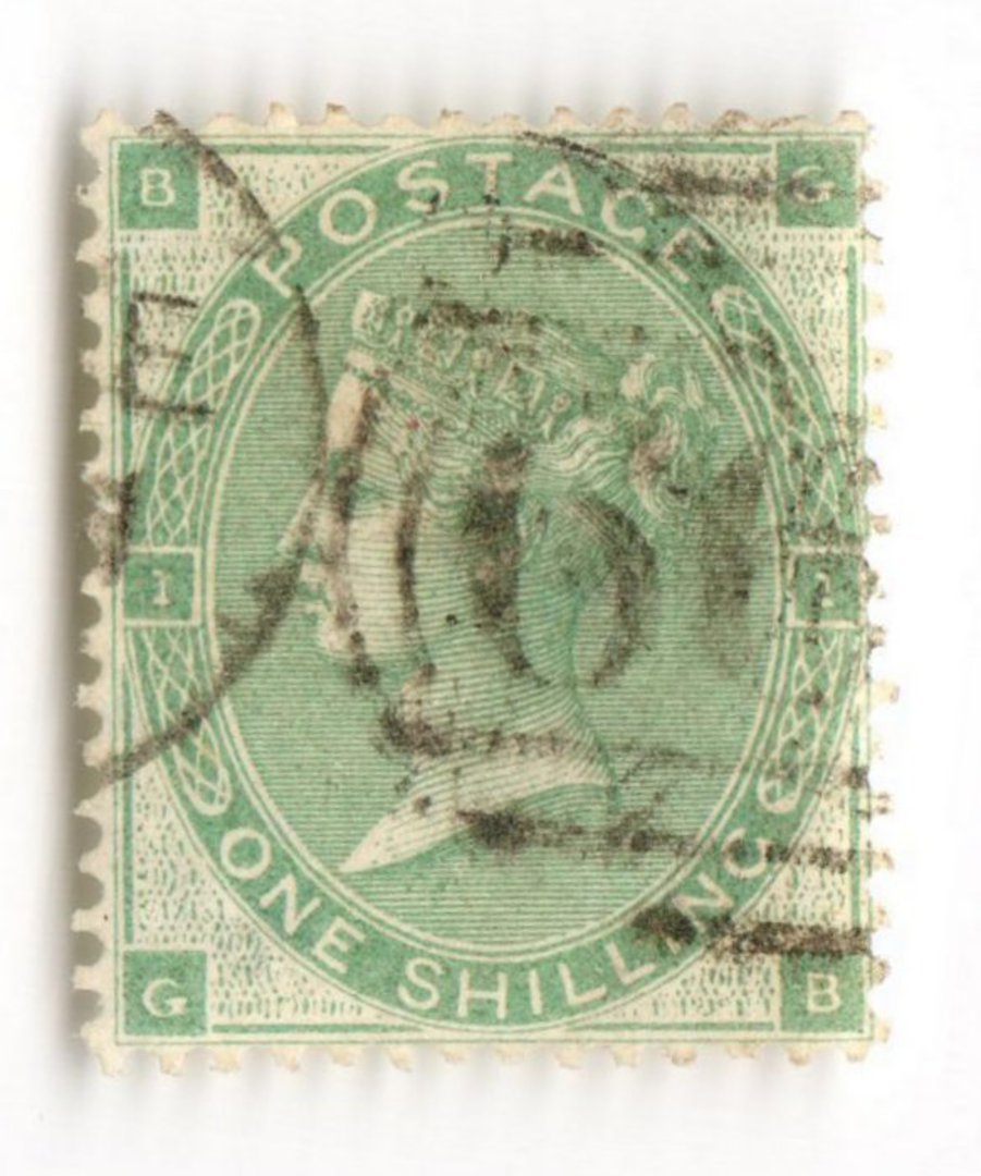 GREAT BRITAIN 1862 1/- Green. Plate 1 Fine used. Light postmark. Centred slightly East. Good perfs.Attractive. - 70244 - FU image 0