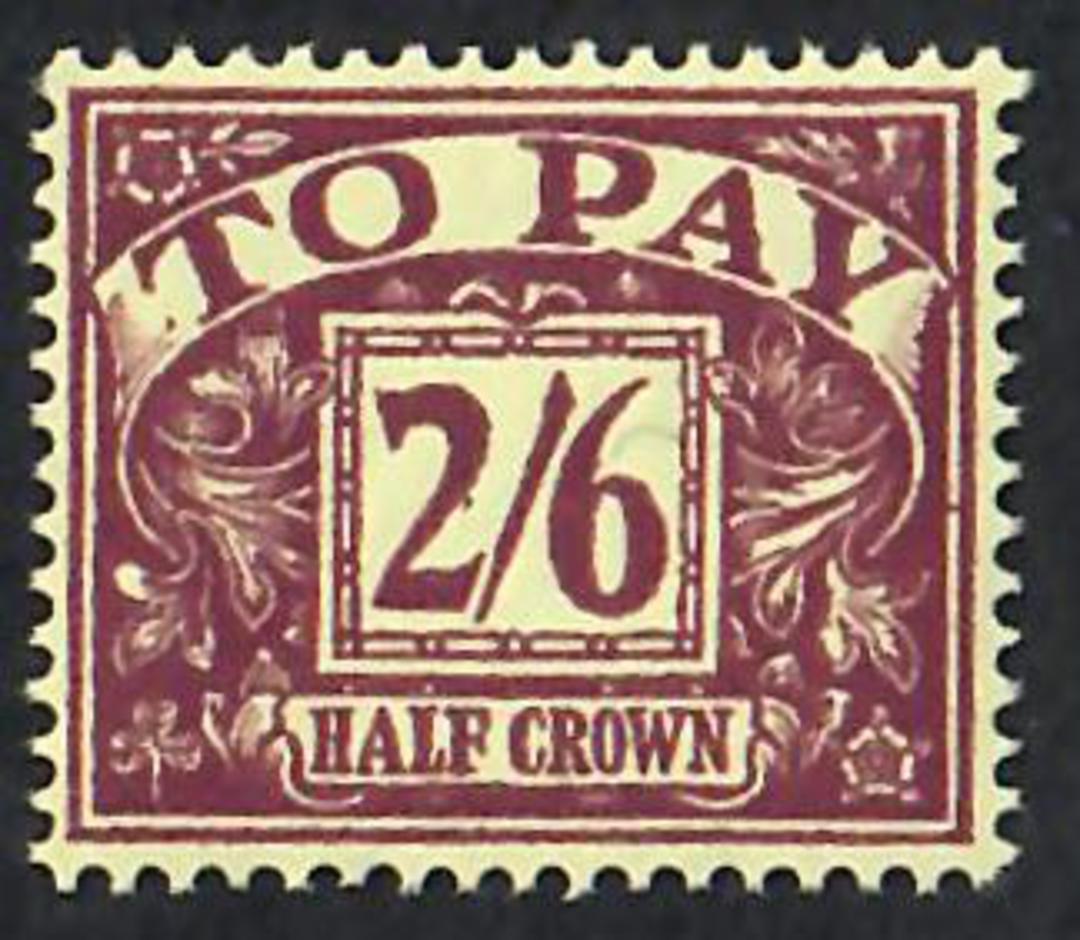 GREAT BRITAIN 1954 Postage Due 2/6 Purple on yellow.  Watermark Mult Tudor  Crown and E2R sideways. - 70062 - UHM image 0