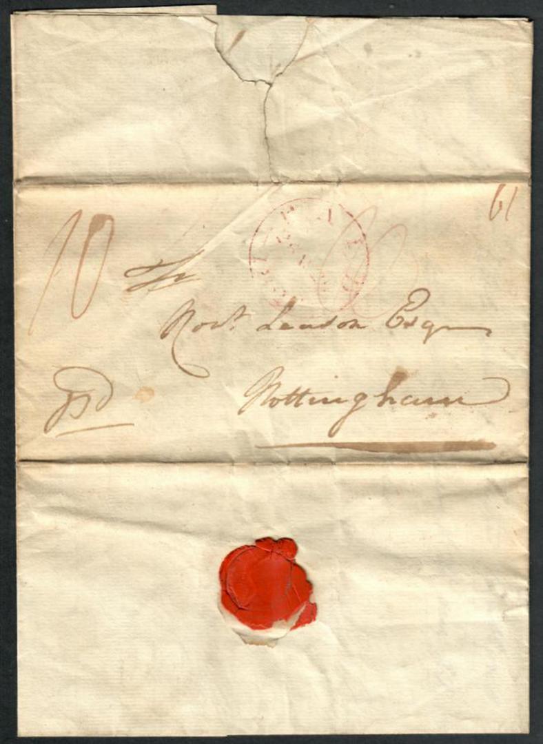 GREAT BRITAIN Pre-Stamp Entire to Nottingham. Manuscript 10 PPAID in red. - 35244 - PostalHist image 0