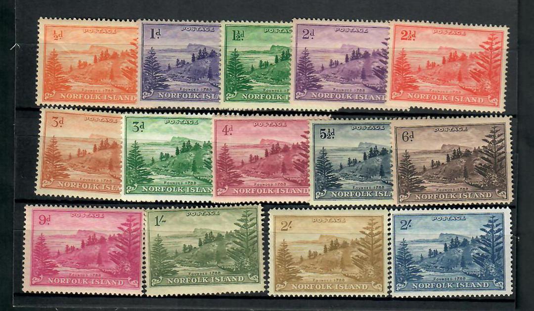 NORFOLK ISLAND 1947 Definitive Set of 14. Reasonable condition especially the 3d Green and 2/- Blue. - 20508 - Mint image 0
