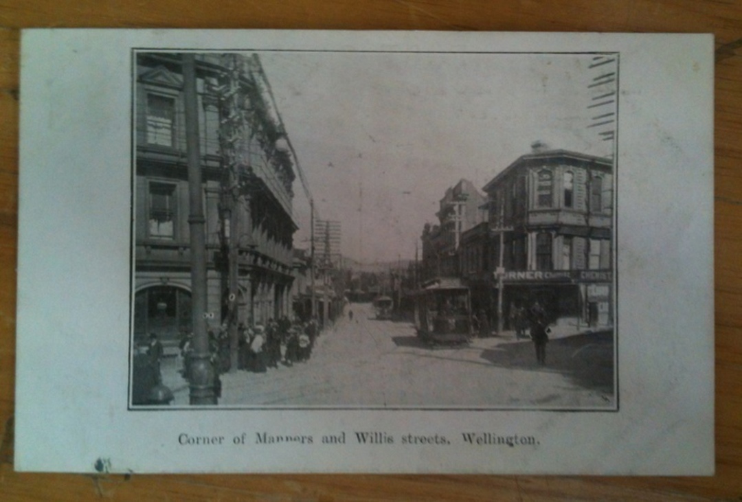 Postcard of the Corner of Manners and Willis Streets Wellington. - 47775 - PcardFine image 0