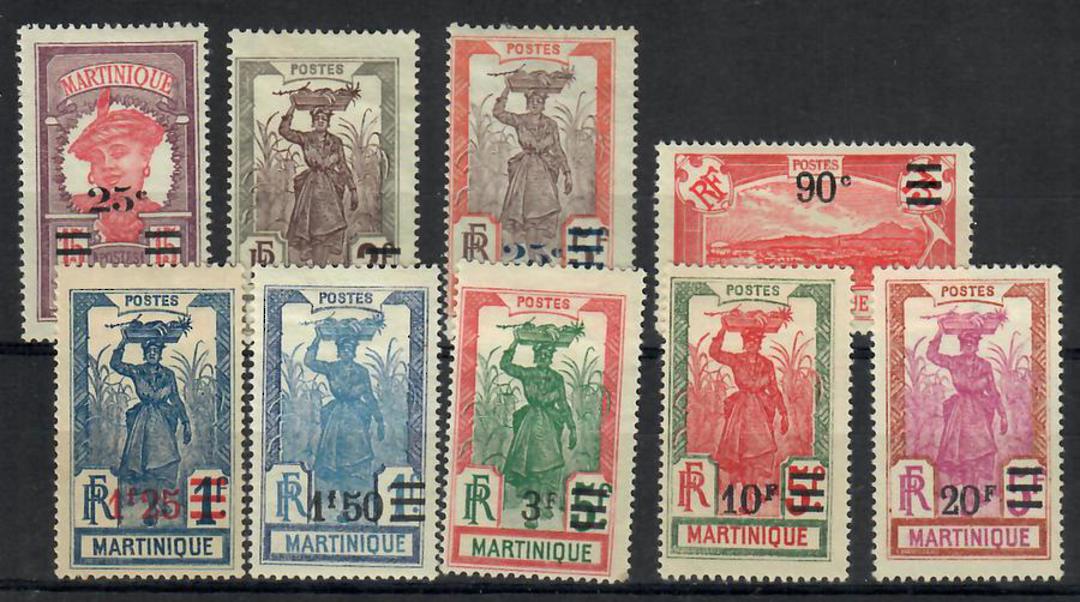 MARTINIQUE 1924 Surcharges. Set of 9. - 22371 - Mint image 0