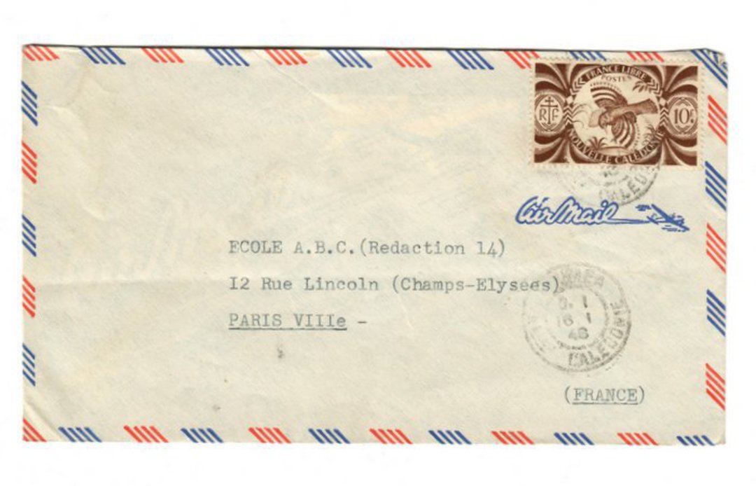 NEW CALEDONIA 1948 Airmail Letter from Noumea to Paris. France Libre. - 37874 - PostalHist image 0