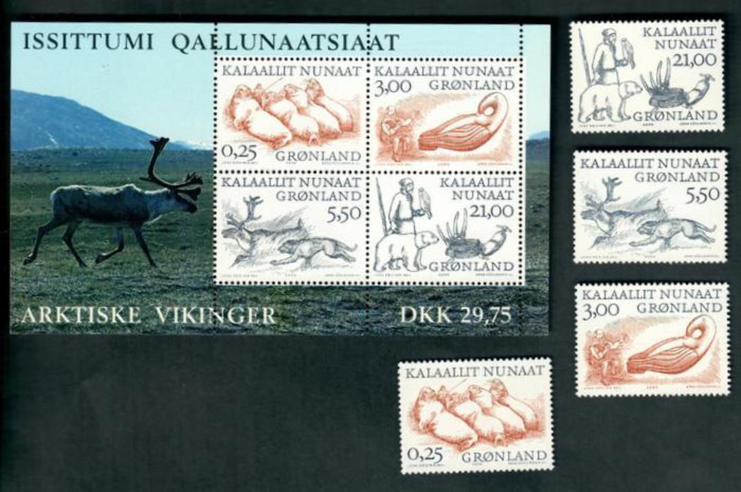 GREENLAND 2000 Vikings. Second series. Set of 4 and miniature sheet. - 52477 - UHM image 0