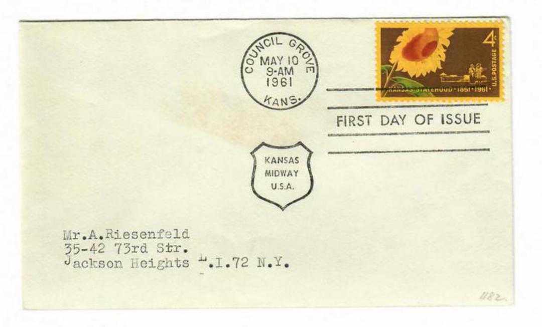USA 1961 Centenary of the Statehood of Kansas on first day cover. Special cachet. - 31183 - FDC image 0