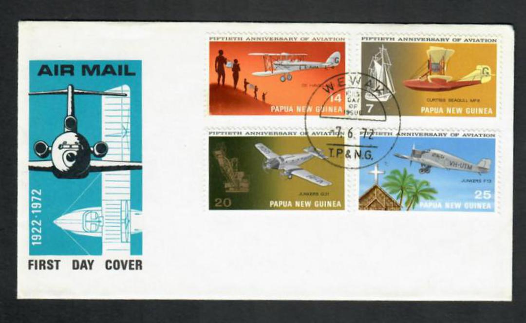 PAPUA NEW GUINEA 1972 50th Anniversary of Aviation. Set of 4 on first day cover. - 30890 - PostalHist image 0
