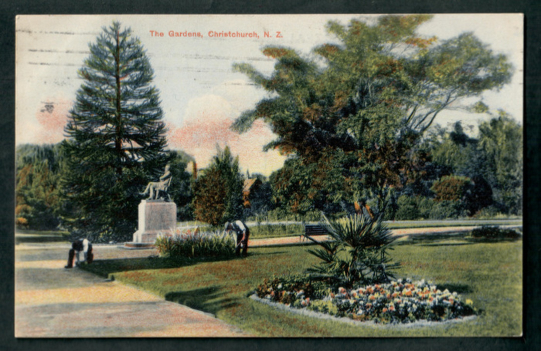 Coloured Postcard of The Gardens Christchurch. - 48387 - Postcard image 0