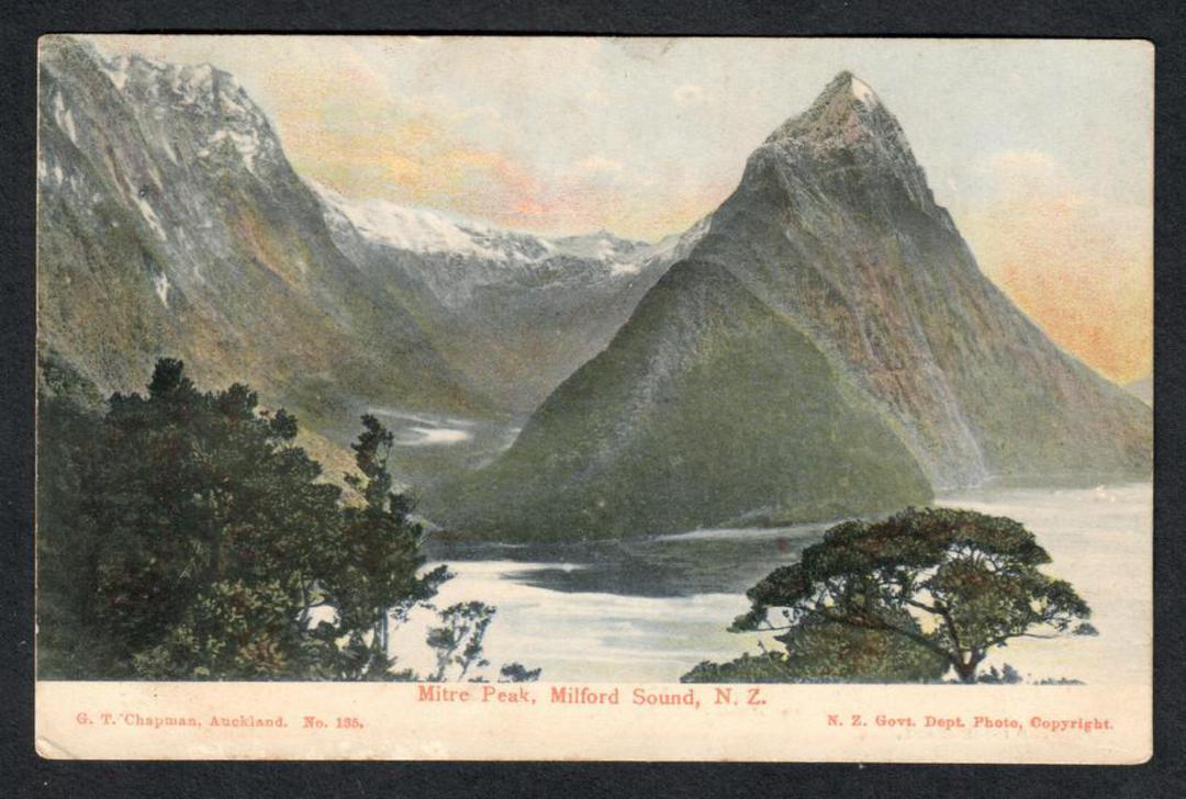 Early Undivided Postcard of Mitre Peak and Sinbad Gully. Tinted Sky. - 49815 - Postcard image 0
