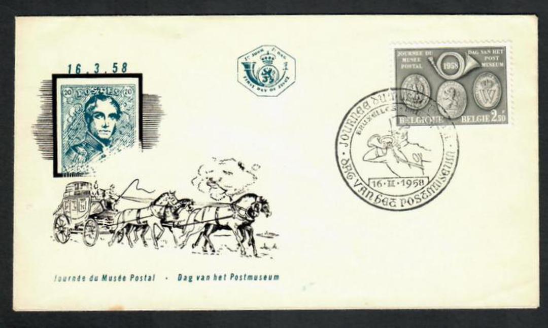 BELGIUM 1958 Postal Museum on first day cover. HORSES on the cover. - 32278 - FDC image 0