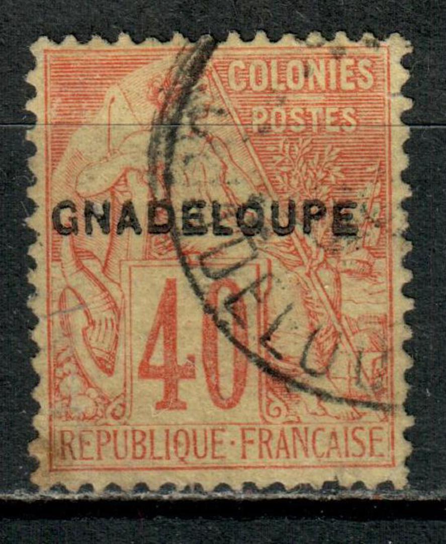 GUADELOUPE 1891 Definitive Surcharge on Type J of French Colonies (General Issues) 40c Red on yellow. - 75893 - Used image 0