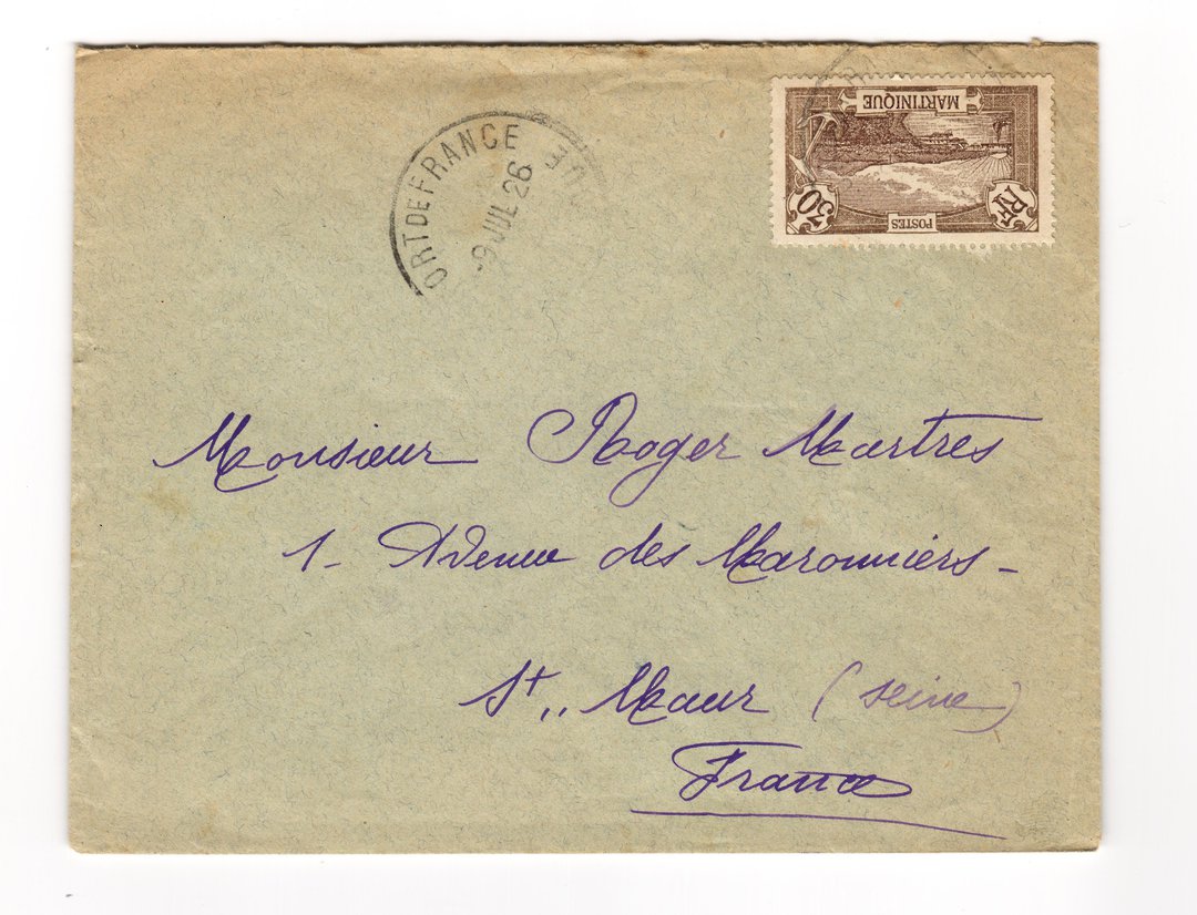 MARTINIQUE 1926 Letter from Fort de France to France. - 37778 - PostalHist image 0