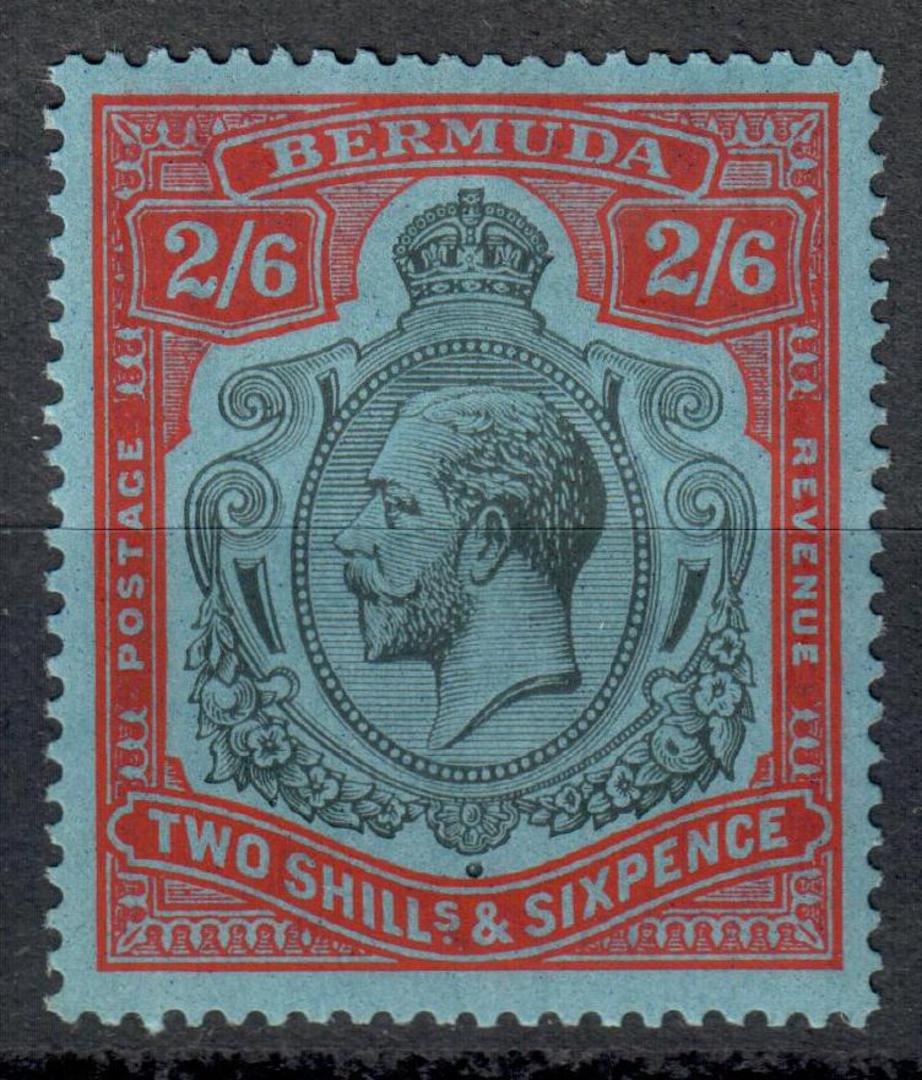 BERMUDA 1918 Geo 5th Definitive 2/6 Black and Red on Blue. - 8243 - LHM image 0
