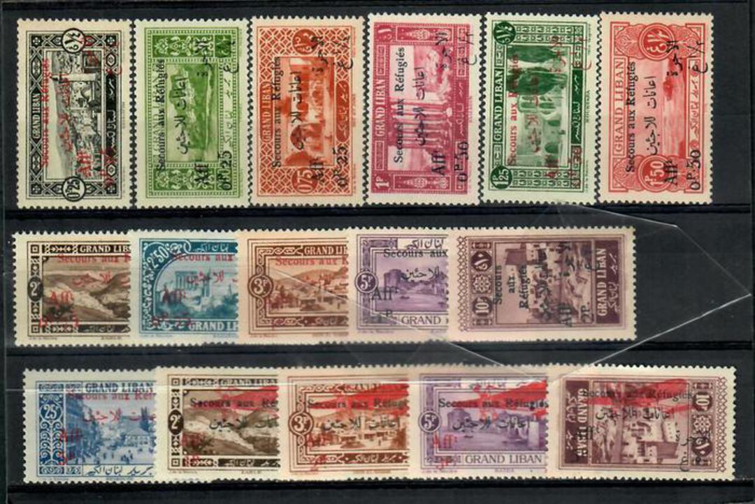 GREAT LEBANON. French postal system. 1926 War Refugee Charity stamps on postage and air sets. A total of 16 stamps. Fresh and cl image 0