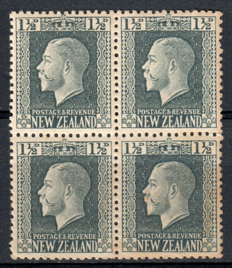 NEW ZEALAND 1915 Geo 5th Definitive 1½d Grey. Block of 4. - 75200 - UHM image 0