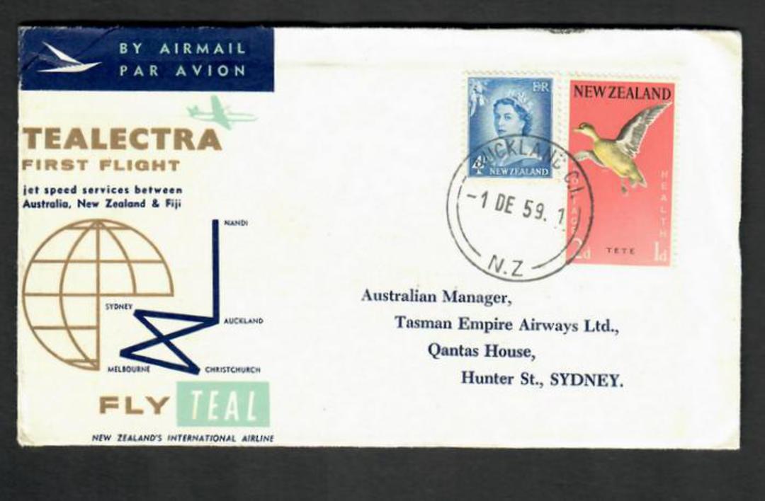 NEW ZEALAND 1960 Tealectra First Flight Jet Speed Services between Australia New Zealand and Fiji. Auckland to Sydney. - 30874 - image 0