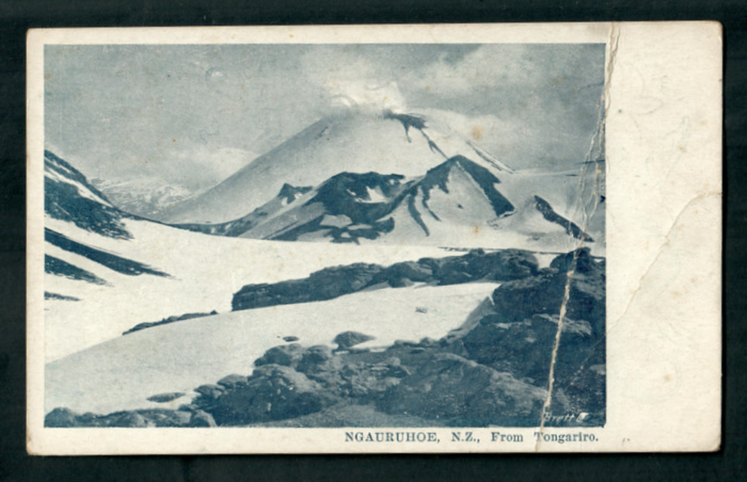 Early Undivided Postcard of Mt Ngauruhoe from Mr Tongariro. Rare early view. Bad crease. - 46805 - Postcard image 0