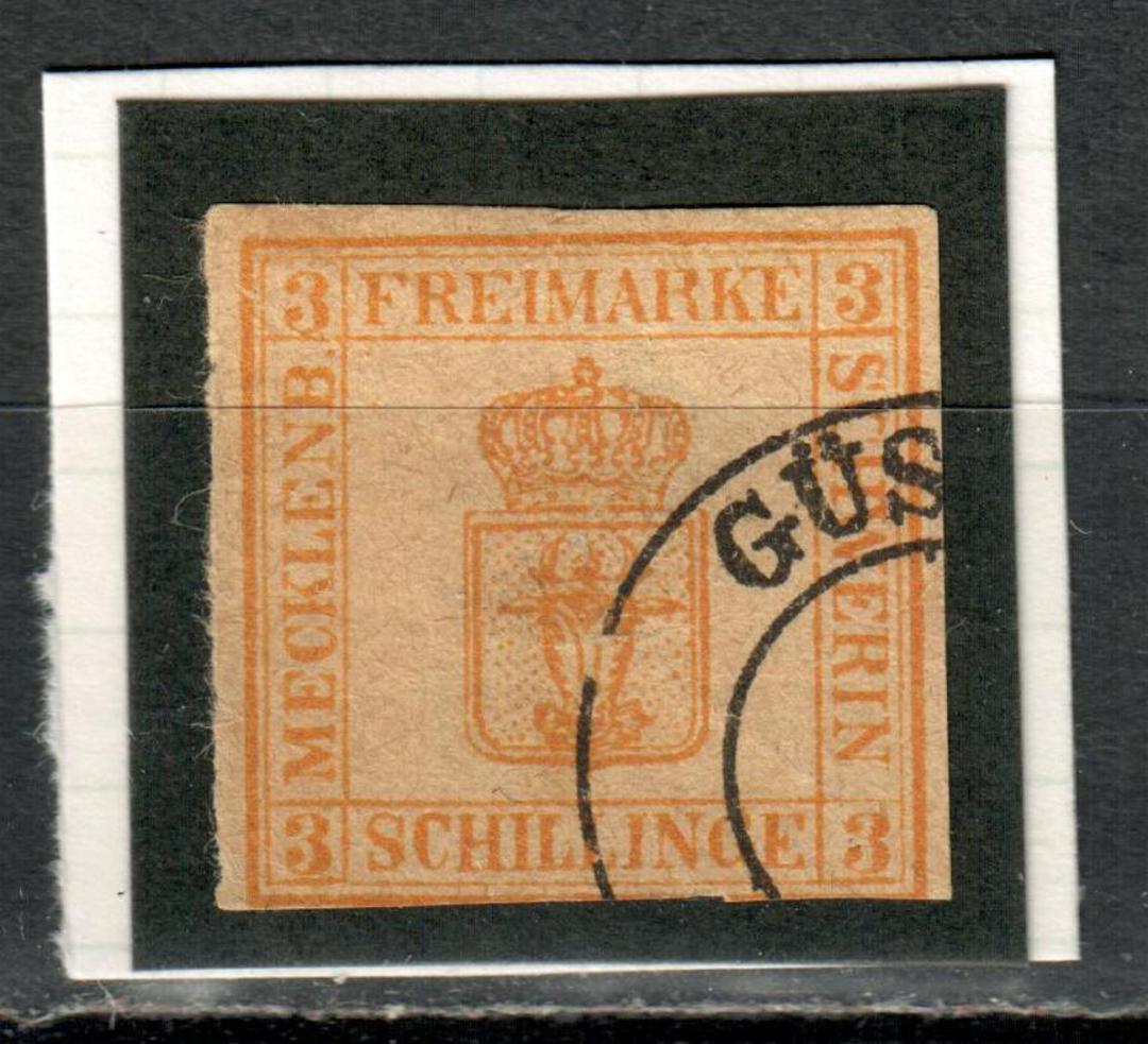 MECKLENBURG-SCHWERIN 1856 Definitive 3s Orange-Yellow. From the collection of H Pies-Lintz. - 76999 - FU image 0