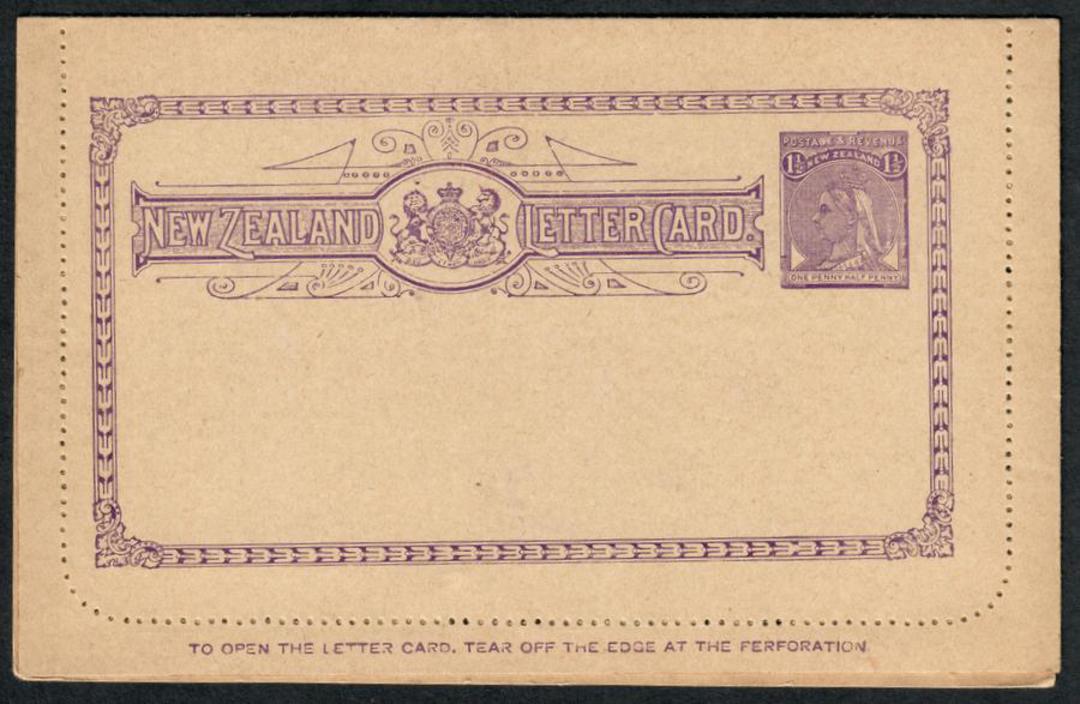 NEW ZEALAND 1897 Victoria 1st Lettercard 1½d Purple with Views on the reverse. - 34161 - PostalStaty image 0