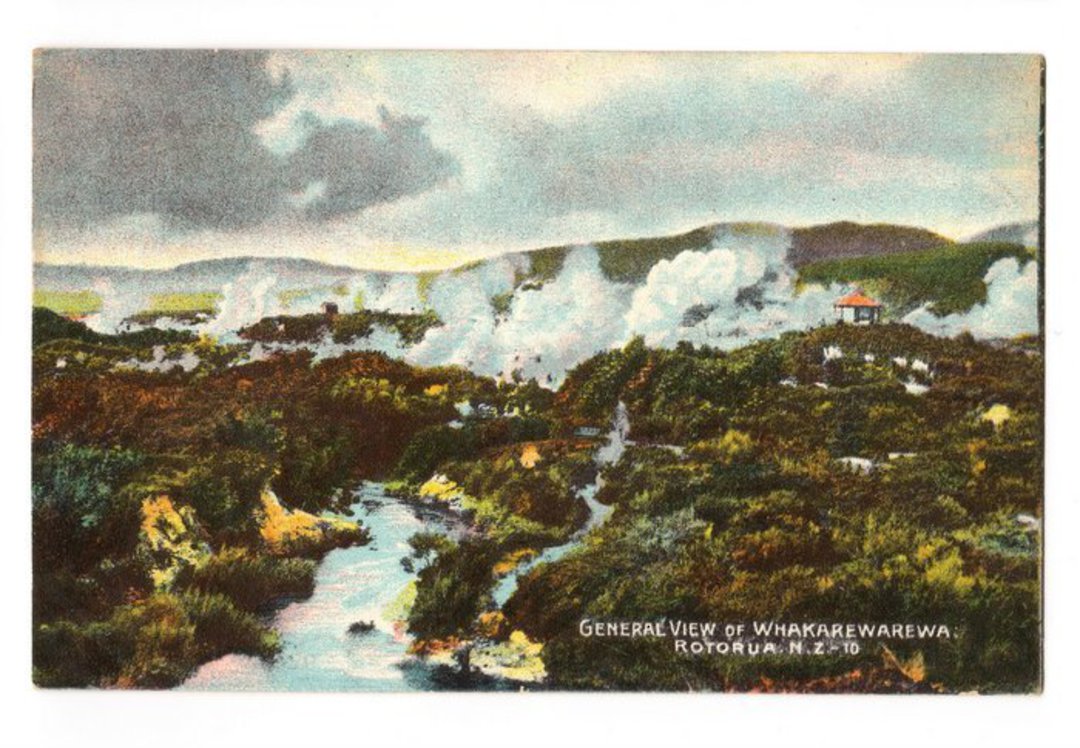 Coloured postcard. General view of Whakarewarewa. - 46089 - Postcard image 0