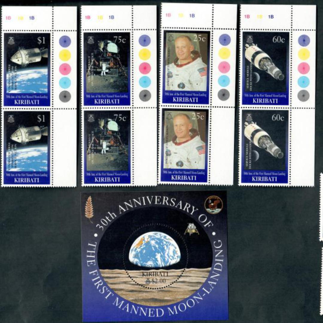 KIRIBATI 1999 1999 30th Anniversary of the First Manned landing on the Moon. Set of 4 and miniature sheet. - 50262 - UHM image 0