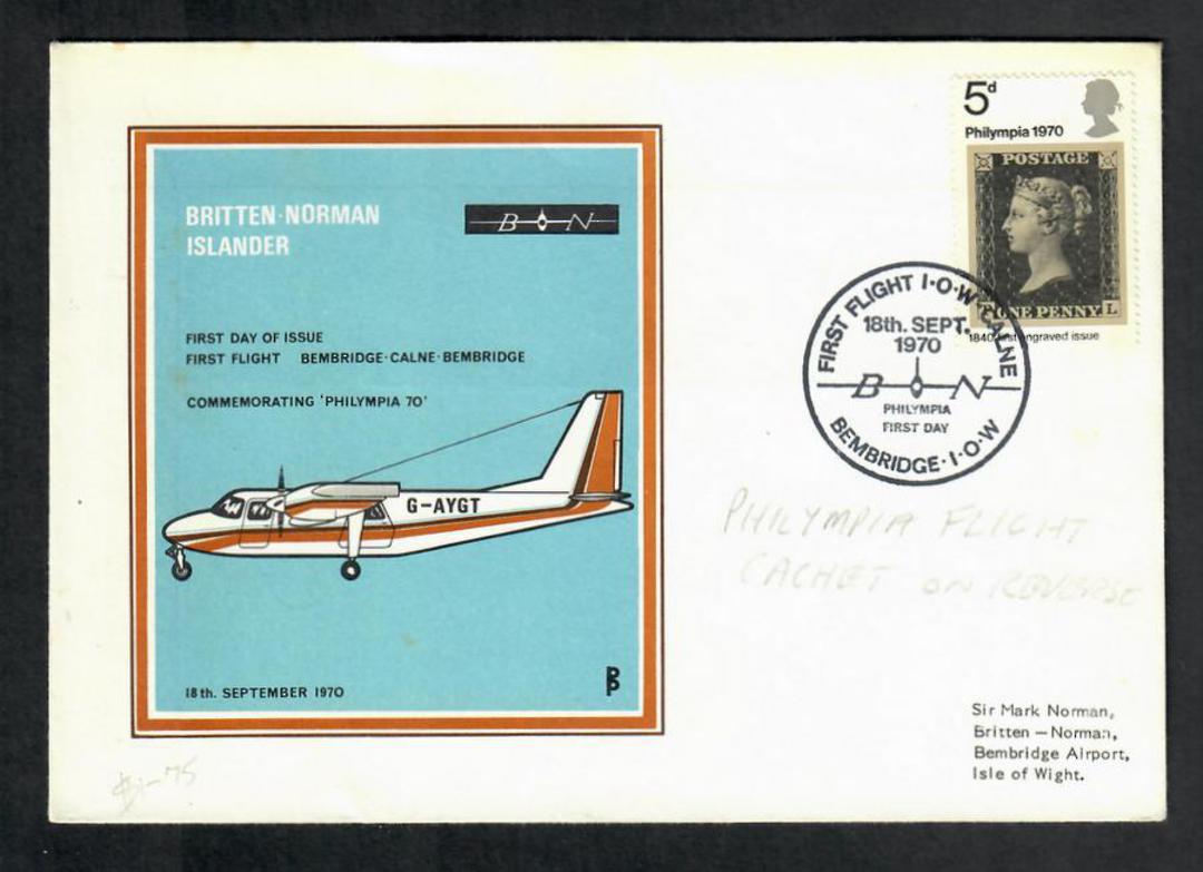 GREAT BRITAIN 1970 First Flight Isle of Wight to Calne. - 530111 - PostalHist image 0