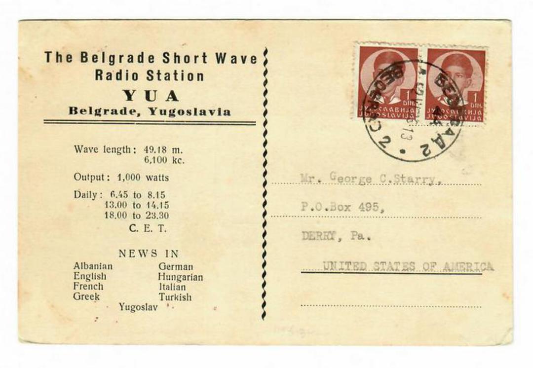 YUGOSLAVIA 1939 YUA to the United States. - 31131 - Postcard image 0