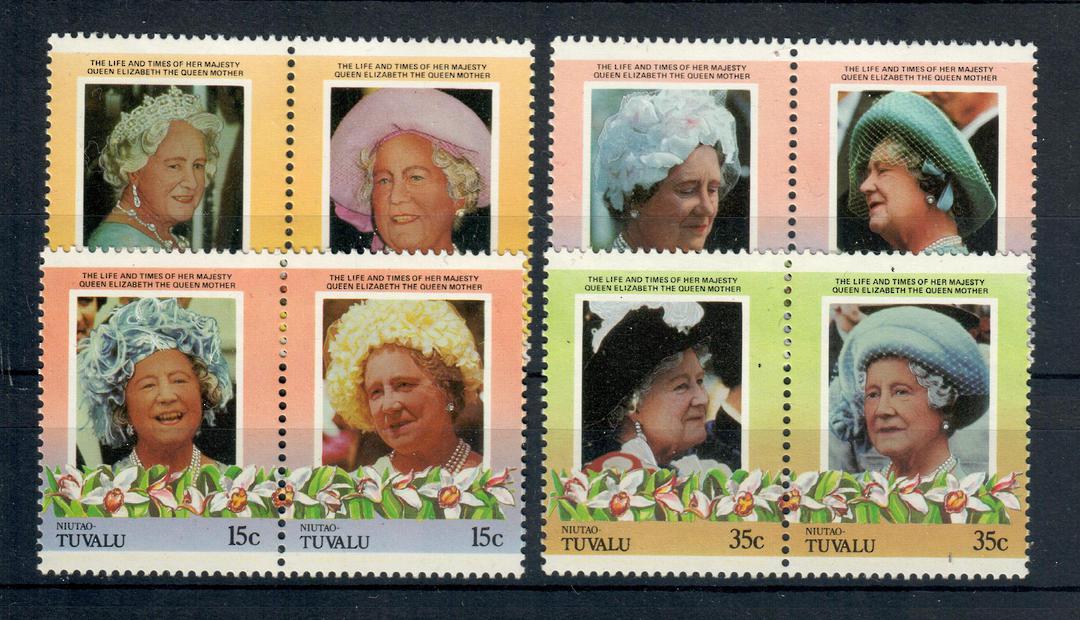 NIUTAO 1985 Life and Times of Queen Elizabeth the Queen Mother. Set of 8 in joined pairs. - 21054 - UHM image 0