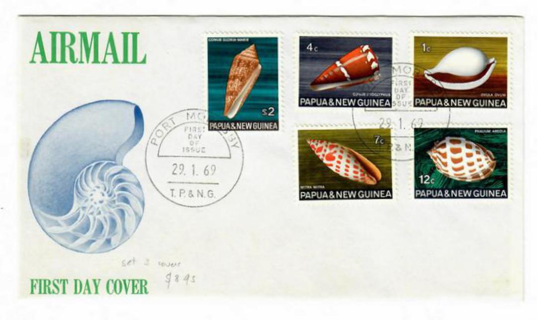 PAPUA NEW GUINEA 1968 Shells. Set of 15 on first day cover. - 30568 - FDC image 0