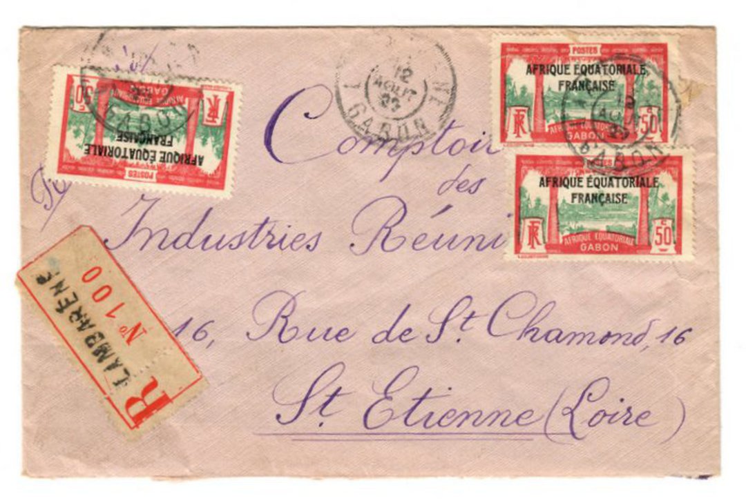 GABON 1927 Registered Letter from Lambarene to France. - 37583 - PostalHist image 0