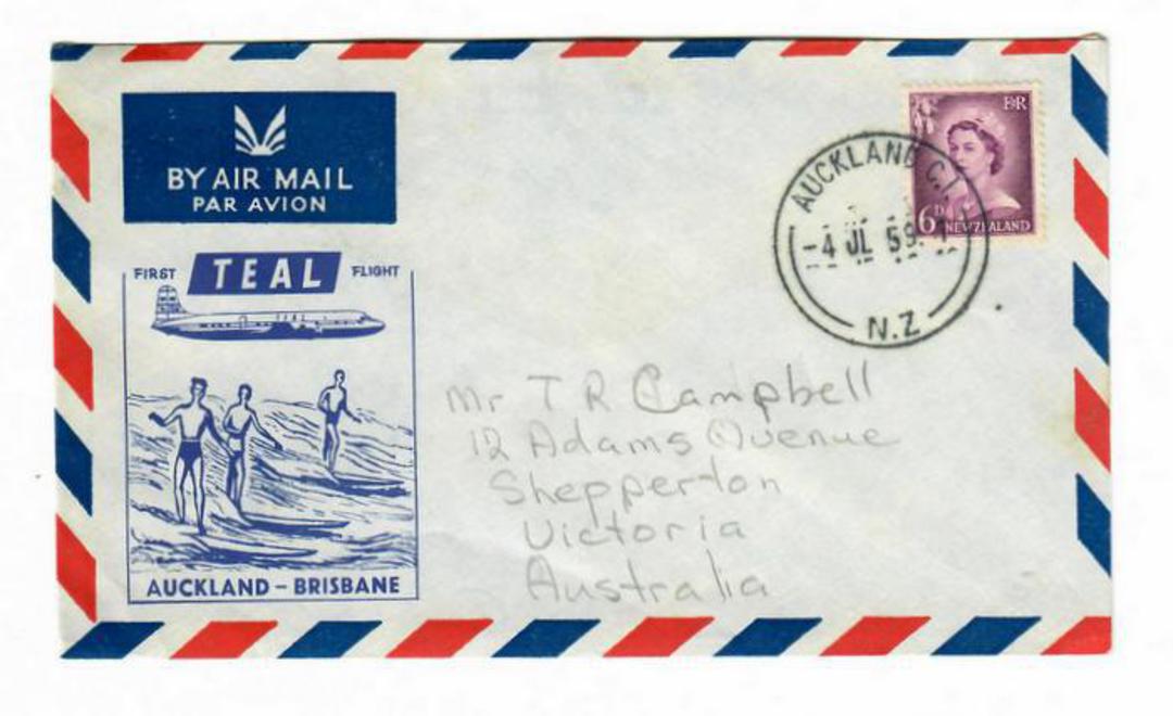 NEW ZEALAND 1959 Cover First TEAL Flight Auckland to Brisbane. - 31026 - image 0