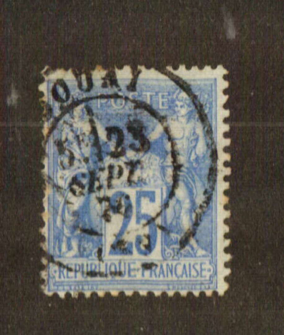FRANCE 1876 Definitive Type 1 (N under B) 25c Ultramarine. - 74524 - Used image 0