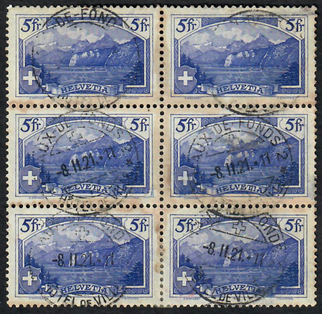 SWITZERLAND 1914 Definitive 5fr Deep Ultramarine. Block of 4 plus 2 singles. Local catalogue for the block is $400.00. - 23327 - image 0