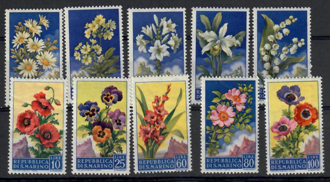 SAN MARINO 1957 Flowers. Set of 10. - 25491 - Mint image 0
